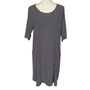 Soma Cool Nights Black and White Striped Sleep Dress Shirt Women’s Size XL